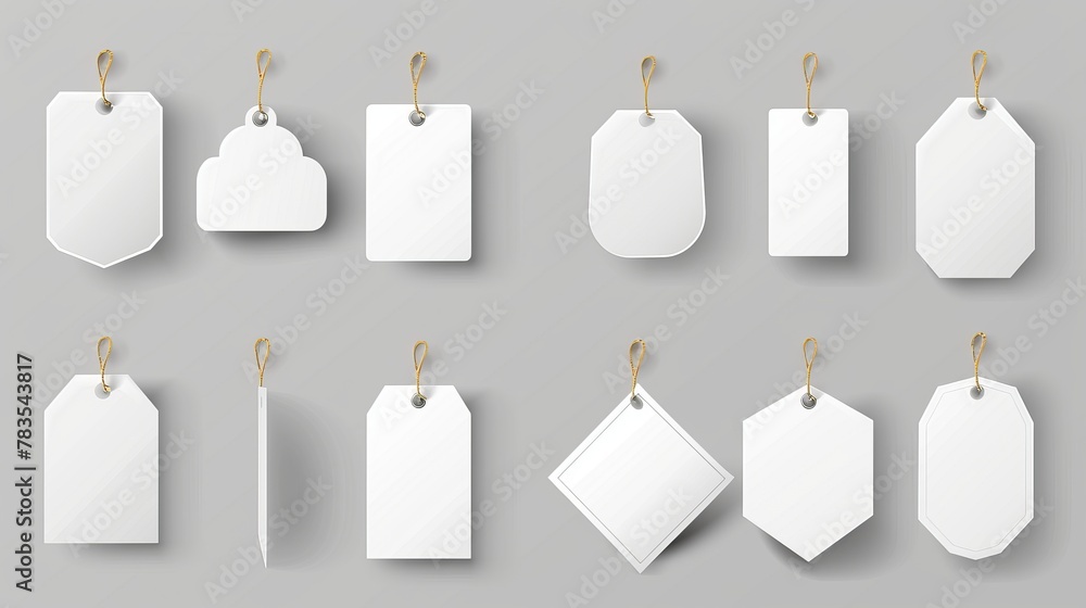 Aufkleber mockup of blank paper wobblers isolated on transparent background with different shapes of price tag