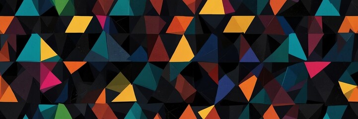 colorful and black abstract background with random geometric triangle pattern from Generative AI
