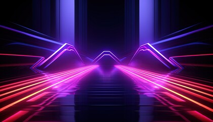 Futuristic neon lines with background, technology abstract background with lines for network, and Colored neon lights background
