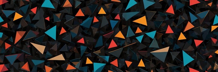 colorful and black abstract background with random geometric triangle pattern from Generative AI