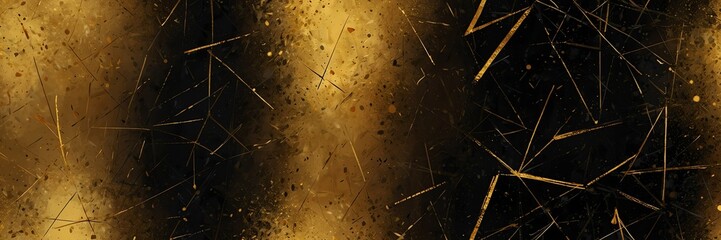 gold and black abstract background with random geometric triangle pattern from Generative AI