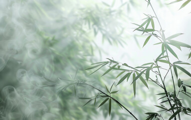a blurry photo of a bamboo tree with leaves