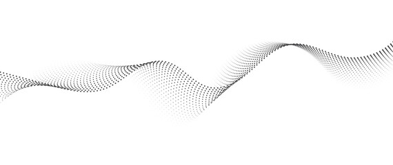 Flowing Dot Wave halftone gradient pattern on transparent background