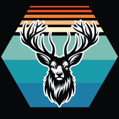 Funny Retro Deer Hunting Gift T-shirt Design,Hunting Clipart,American Flag Deer,Deer Hunting T-shirt Design,Vintage 