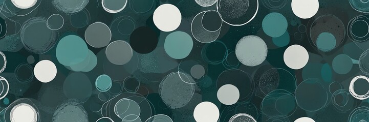 teal and white abstract background with random circles pattern from Generative AI - obrazy, fototapety, plakaty