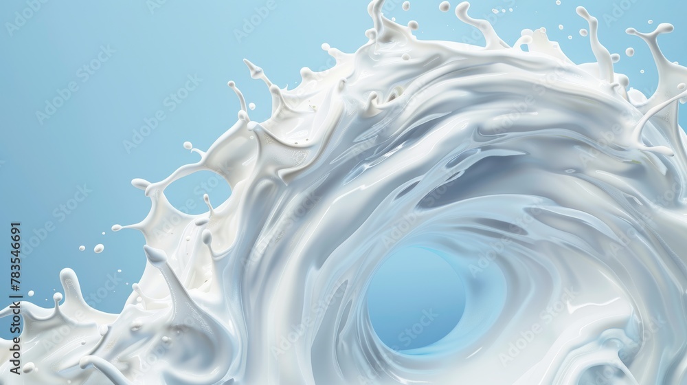 Poster isolated abstract dynamic vortex motion with foam, 3d elements for washing powder or shampoo design 