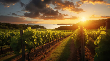 Fototapeta premium vineyard in the morning.