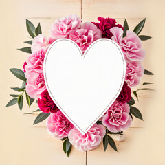 Heart flower Carnation frame_02