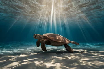 Fotobehang turtle in the sea © Usama