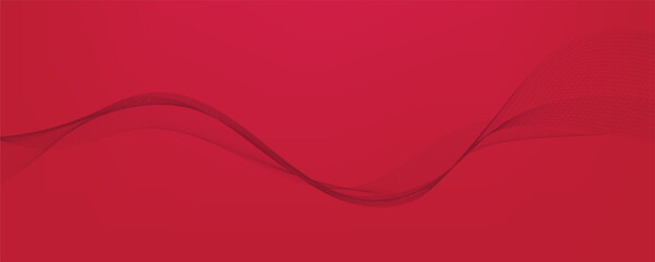 Vector abstract red background with dynamic red waves, lines and particles.	
