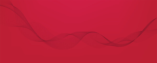 Vector abstract red background with dynamic red waves, lines and particles.	
