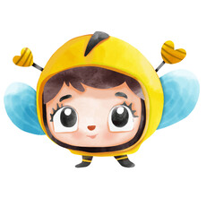 cartoon  with cute little bee on white background - illustration for children