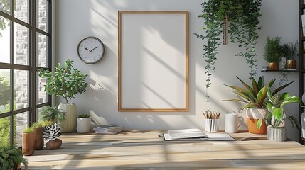 A white background mockup with an empty frame. Generative Ai