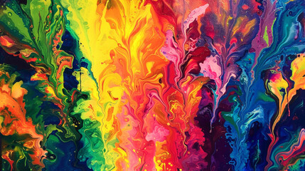 The background is a canvas of vibrant hues, each color radiating with intensity and vibrancy.