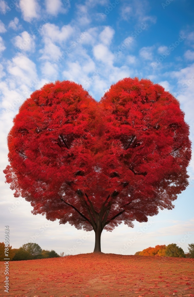 Poster a tree with a heart shape in the middle of it. ai.