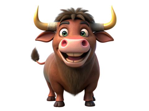 3d bull cow buffalo cartoon character