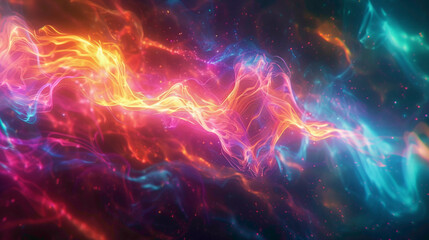 The background pulses with energy as vibrant colors come to life on the screen.