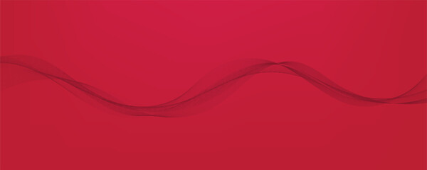 Vector abstract red background with dynamic red waves, lines and particles.	
