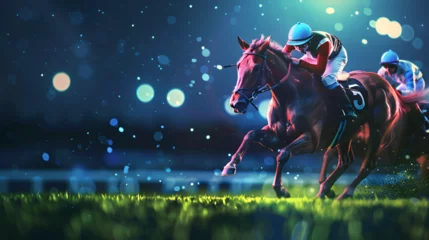 Fensteraufkleber horse riding in the race , generative ai © Mahnoor
