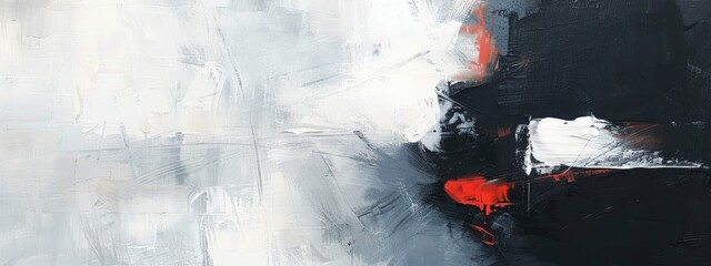 Modern Abstract Black, White, and Red Painting
