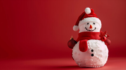 snowman on red background