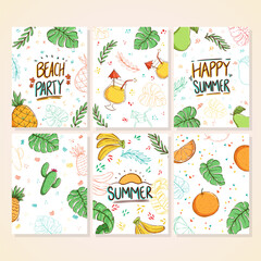 set of summer banner with fruit illustration