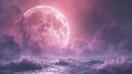 Bathing in the soothing glow of a pastel moon, the nightlight gently caressed the soul with its tranquil aura. - obrazy, fototapety, plakaty