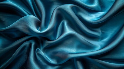Obraz premium Elegant Dark Teal Satin Fabric with Luxurious Texture