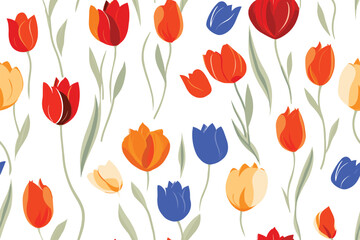 Contemporary Floral Design: Liberty Tulip  Pattern with Botanical Background Ideal for Fashion, Tapestries, Prints, and Decoration