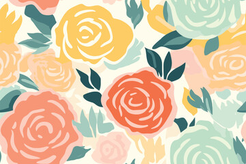Contemporary Floral Design: Liberty Roses Pattern with Botanical Background Ideal for Fashion, Tapestries, Prints, and Decoration