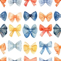 Whimsical watercolor bow ties, seamless pattern, light and airy. Seamless Pattern, Fabric Pattern,  Tumbler Wrap, Mug Wrap.