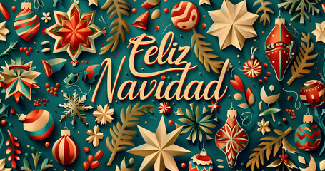 Fondo navide&ntilde;o vintage, con la frase Feliz Navidad