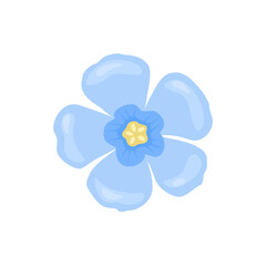 Blue flax flower isolated on white. Vector illustration. Simple flat icon.