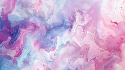 Tuinposter Pastel dreamscape created by the delicate marbling of oil paint © Phanuwhat