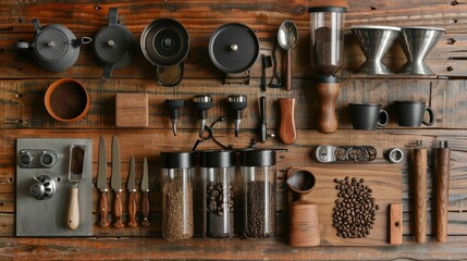 Assortment of Premium Coffee Brewing Accessories for Barista Craft