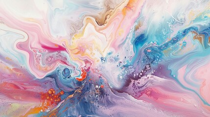Swirling pastel marbling, a dance of oil and acrylic on canvas - obrazy, fototapety, plakaty