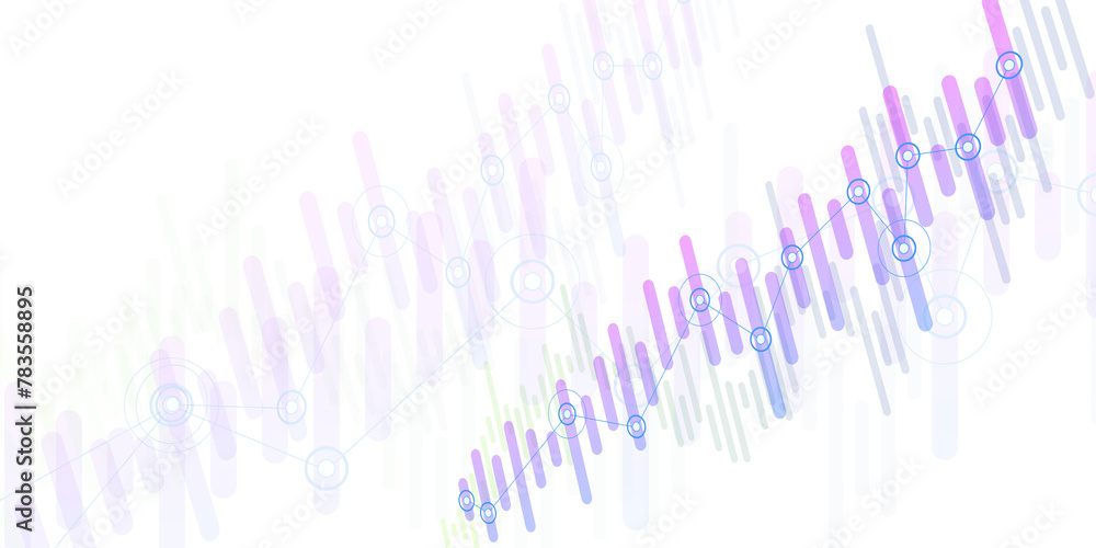 Poster An abstract financial chart with candlesticks and line graph on a white background, representing market analysis