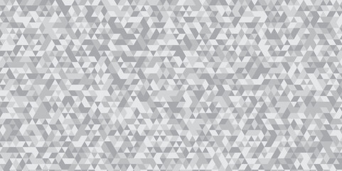 Abstract geometric white and gray background seamless mosaic and low polygon triangle texture wallpaper. Triangle shape retro wall grid pattern geometric ornament tile vector square element.