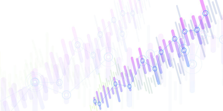 An abstract financial chart with candlesticks and line graph on a white background, representing market analysis