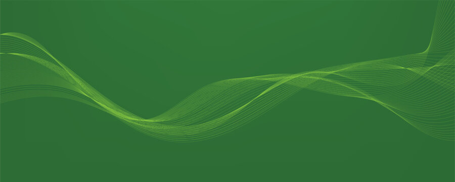 Abstract green gradient background with wavy lines	
