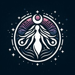 Fototapeta premium Sacred Feminine Logo: Vector Illustration