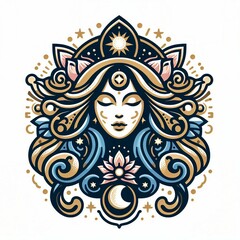 Sacred Feminine Logo: Vector Illustration