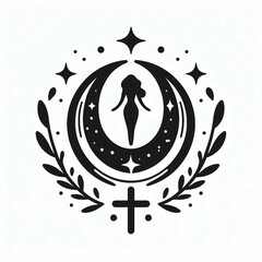 Sacred Feminine Logo: Vector Illustration - obrazy, fototapety, plakaty