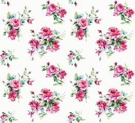 Print, flower, floral, rose, pattern, seamless, pink, nature, leaf, vector, flowers, design, 