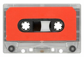 magnetic tape cassette isolated over white - 783560679