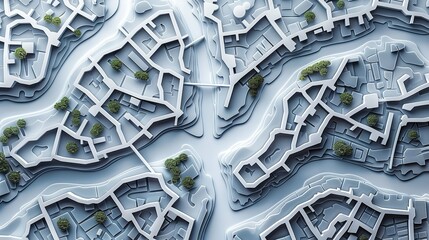 layout of a modern city map with a street plan. Generative Ai