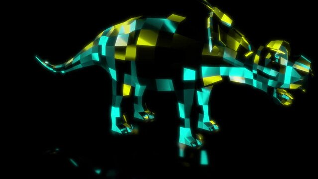 Rendering 3D animation, VISUAL EFFECTS Low Poly Achelousaurus Model on a black background