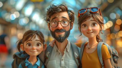 An animated family portrait exudes warmth and togetherness with wide smiles and bright eyes.