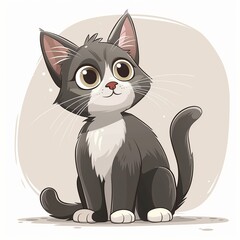 Daydreamer: Whimsical Cartoon Cat Gazing Up