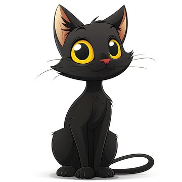 Daydreamer: Whimsical Cartoon Cat Gazing Up